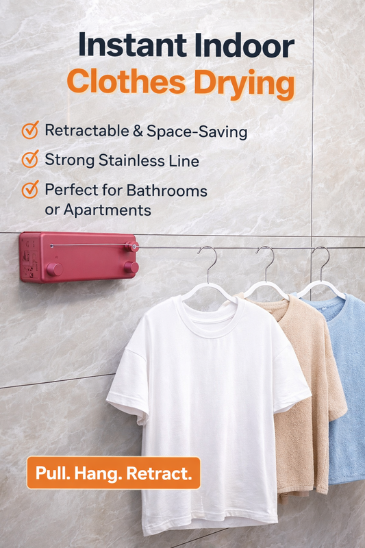 Invisible Retractable Clothesline – Wall-Mounted Indoor Drying Line